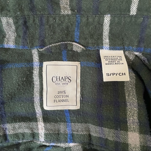 Chaps Green Flannel Shirt - Picture 6 of 7